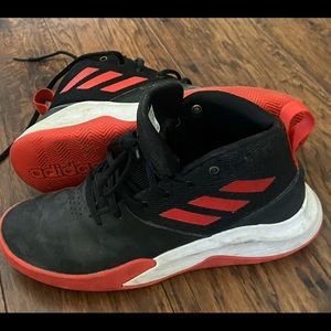 Boys Adidas high tops black/red/white barely used